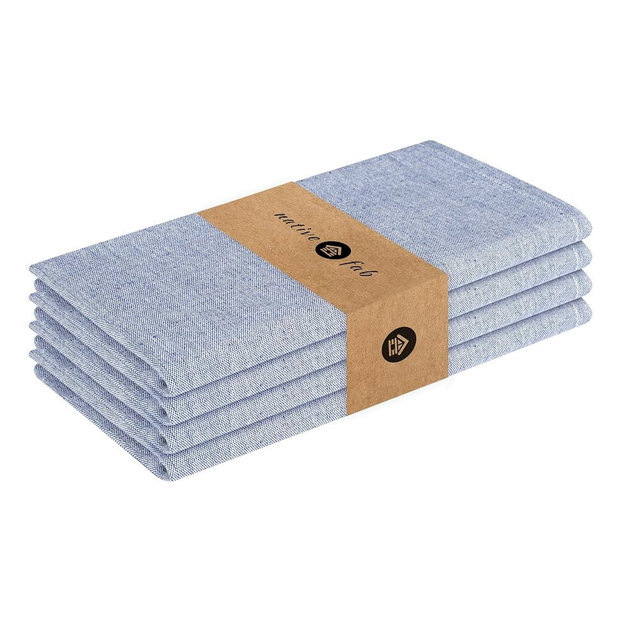 Native Fab Solid Cloth Napkin Set of 4, 100% Cotton, Washable, Reusable Dinner Cloth Napkin 17x17 inches, Table Decor Napkins for Dinner, Events, Chambray Ink Blue