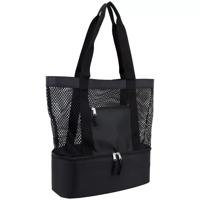 Eastsport Mesh Tote Insulated Cooler Beach Bag in Black