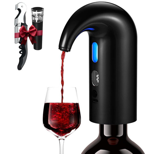 BLUBYEES 3-in-1 Electric Wine Aerator, Decanter & Dispenser Set – USB Rechargeable Automatic Wine Pourer, Ideal Gift for Wine Lovers