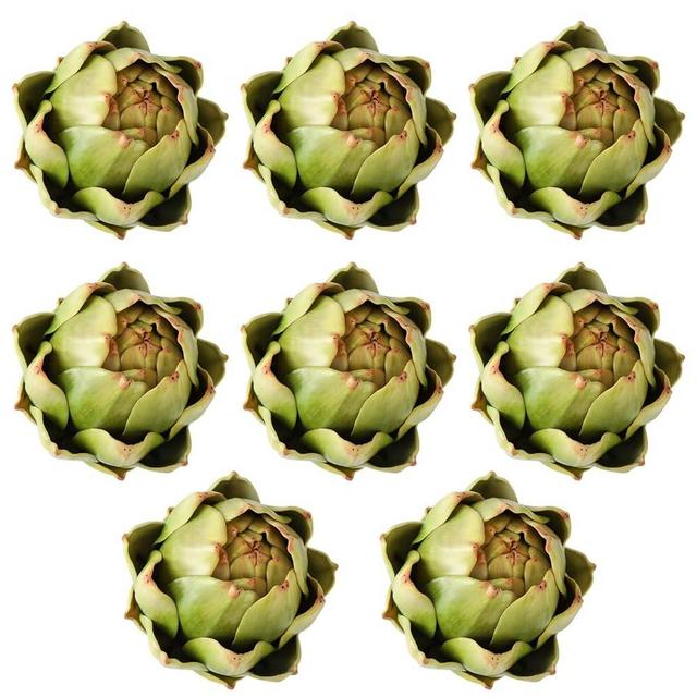 GiftYou [8-Pack] Large Green Faux Artichokes - Artificial Vegetables and Fake Fruits for Kitchen Decorations (Green)
