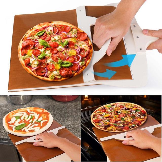 Vodolo Sliding Pizza Peel 14 x 12 Inch,Non Stick Wood Large Elite Peel Pizza Smart Slider Peel,Wooden Super Easy Transfer Pizza Shovel Spatula Paddle for Ovens Accessories,Magic Rolling Pizza Peel