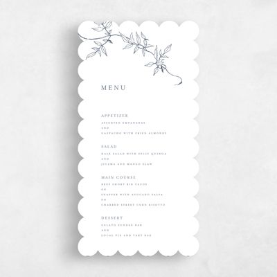 Blue Scalloped Wedding Menu - Sinclair