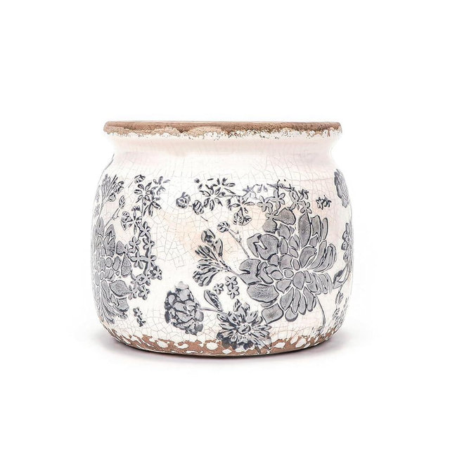 Dosayes Vintage Grey Ceramic Ice Crack Flower Pot with Drainage Holes, Country Rustic Planters for Indoor and Outdoor,Tuscan Decor,Home,Living Room, Garden Decor, Gardening Gift