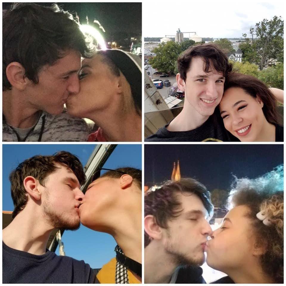 This is our four years of fall festival collage where we recreate the same two photos at the fall festival every year on the top of the Ferris wheel.