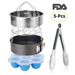 Esjay Instant Pot Accessories Set-Fits 5,6,8Qt Instant pot Pressure Cooker,5-Pcs with Steamer Basket/Egg Steamer Rack/Egg Bites Molds/Non-stick Springform Pan/Kitchen Tongs,Best Gift Idea