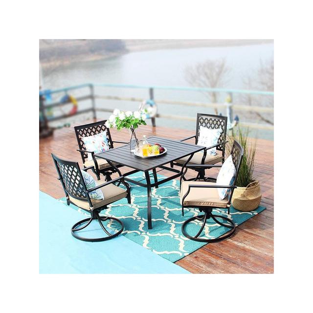 5pc Dining Set with 37" Table & 4 Swivel Arm Chairs - Captiva Designs