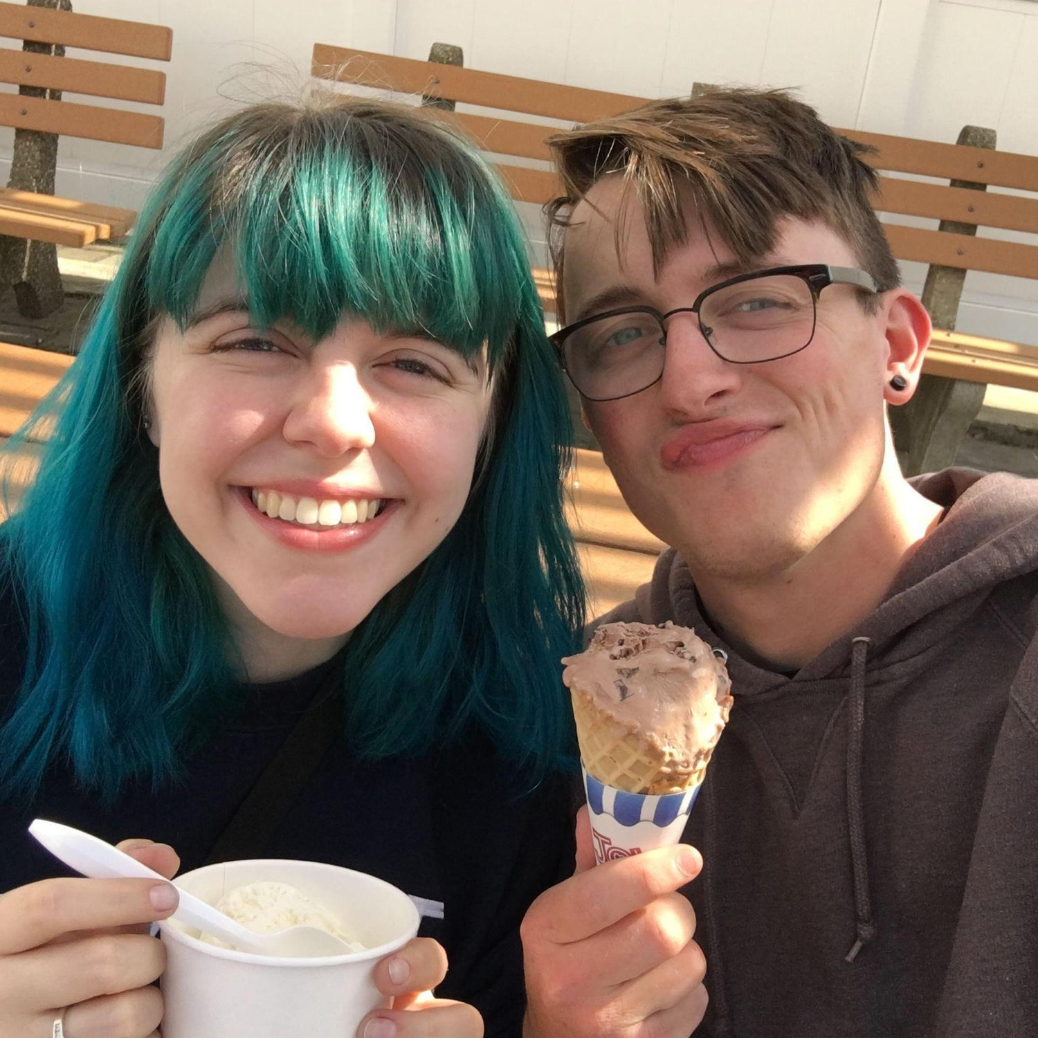 One of our favourite things to do is go and get ice cream! Here we are pictured at Honey Hut in may of 2019.