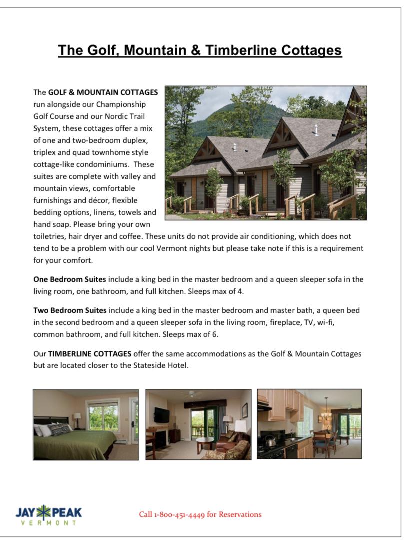 Lodging and booking information: Golf Mountain Cottages