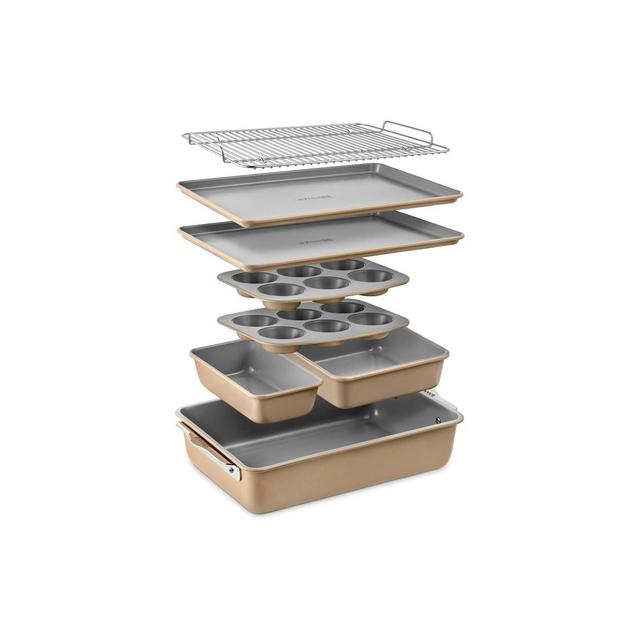 Bakken Swiss 8-Piece Stackable Bakeware Set - Ceramic Non-Stick Coating - GOLD