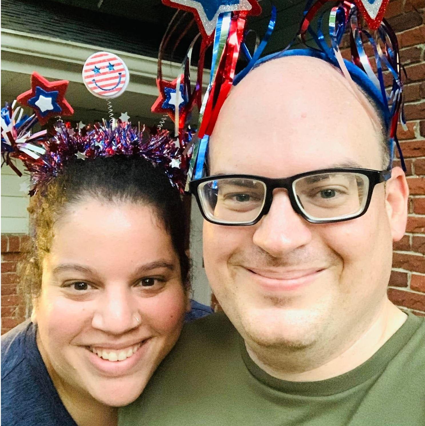 Jeff loves patriotic headbands. Not.