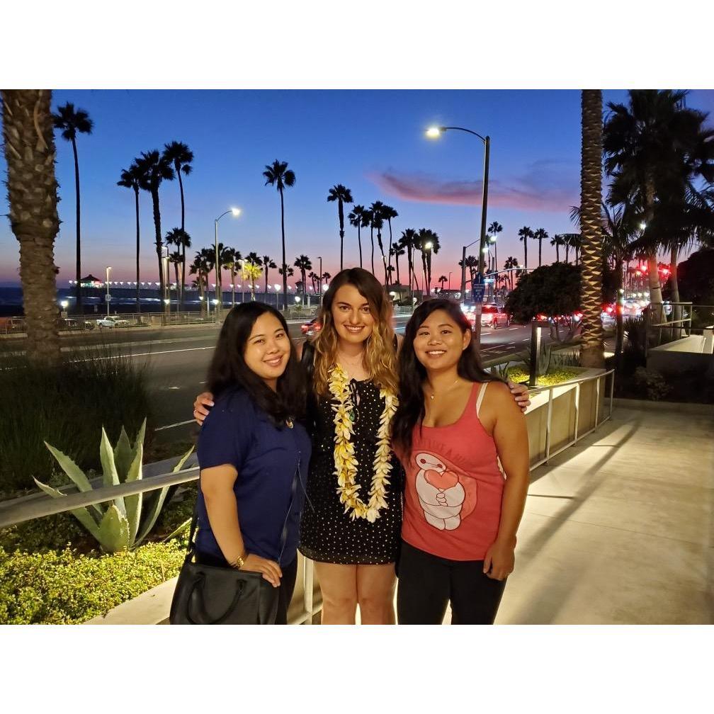 Nicole, Jessica, and Kalia at Pacific City in Downtown Huntington Beach when Jessica flew from Oklahoma to visit in 2019