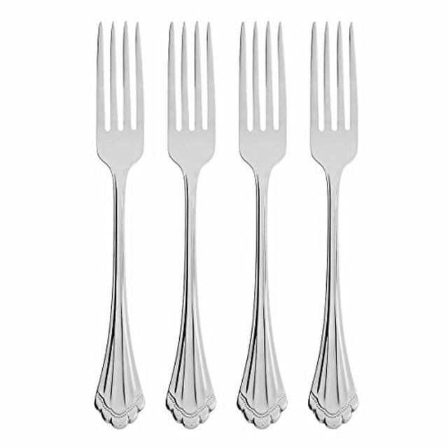Oneida Marquette Fine Flatware Salad Forks, Set of 4, 18/8 Stainless Steel, Silverware Set, Dishwasher Safe, Silver
