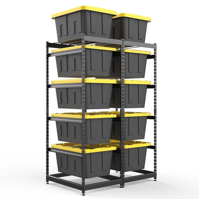 FERO 27 Gallon Tote Storage Rack, Heavy-Duty Storage Bin Rack Organizer, 5-Tier Standing Storage Bin Shelves, 250 lb Capacity, Maximize Space for Garage, Warehouse, Utility