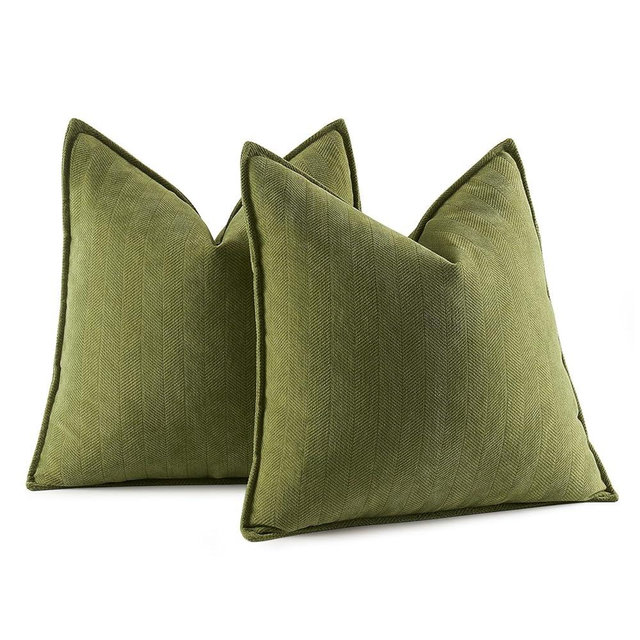 MIULEE Pack of 2 Moss Green Decorative Pillow Covers 20x20 Inch Soft Chenille Couch Throw Pillows Farmhouse Cushion Covers with Elegant Design for Sofa Bedroom Living Room Home Decor