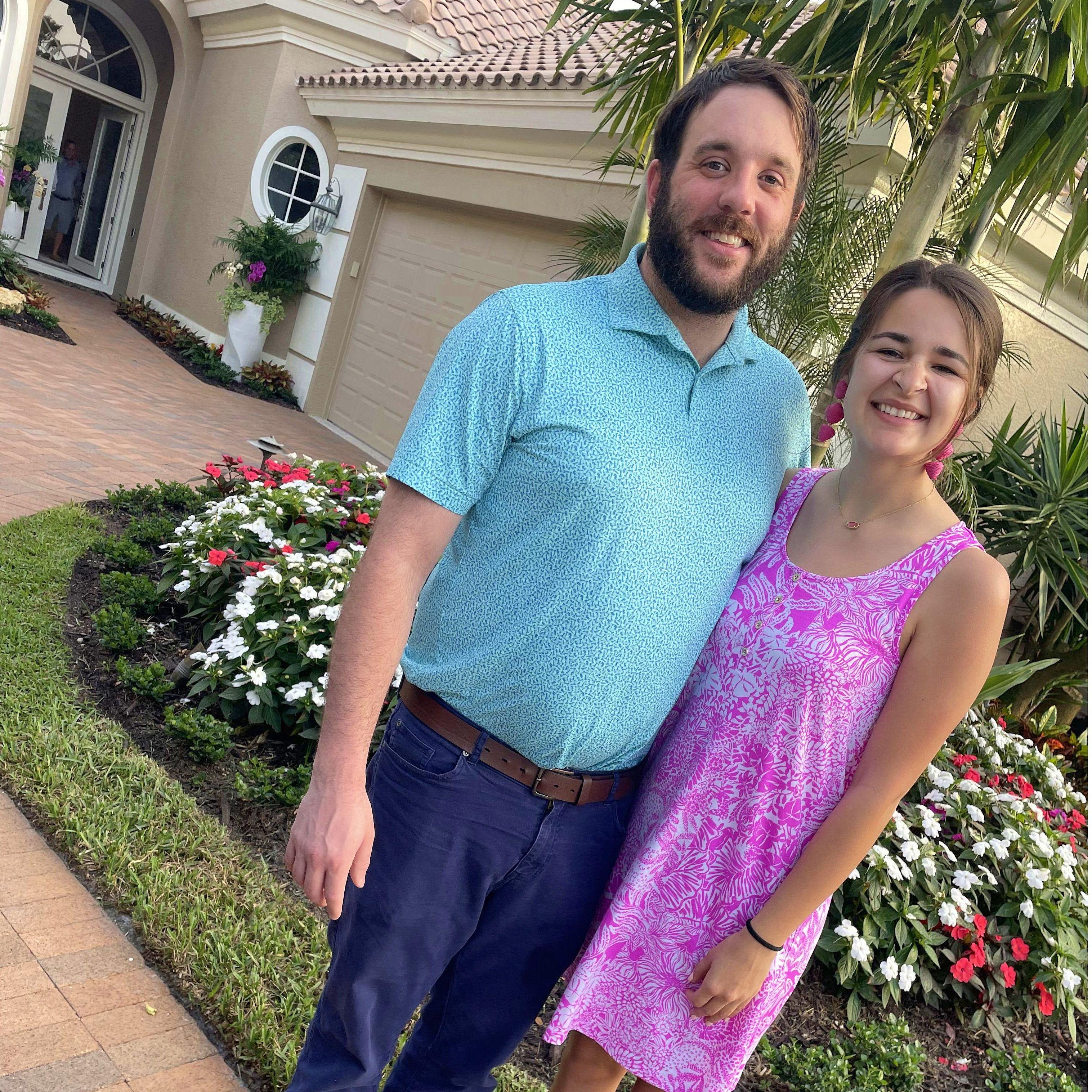Cheesing outside the beautiful Florida home of Michael & Eileen Bishop.