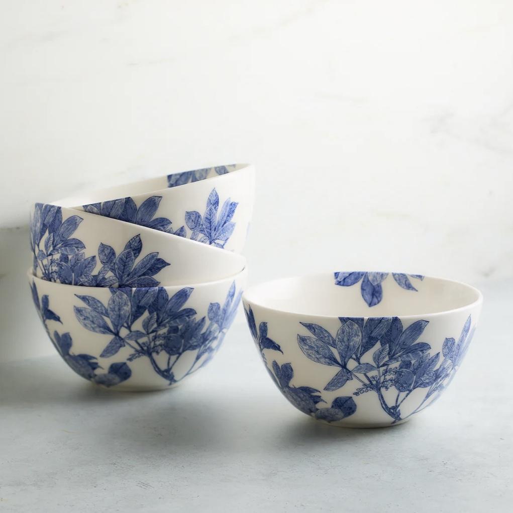 Blue Arbor Tall Cereal Bowls