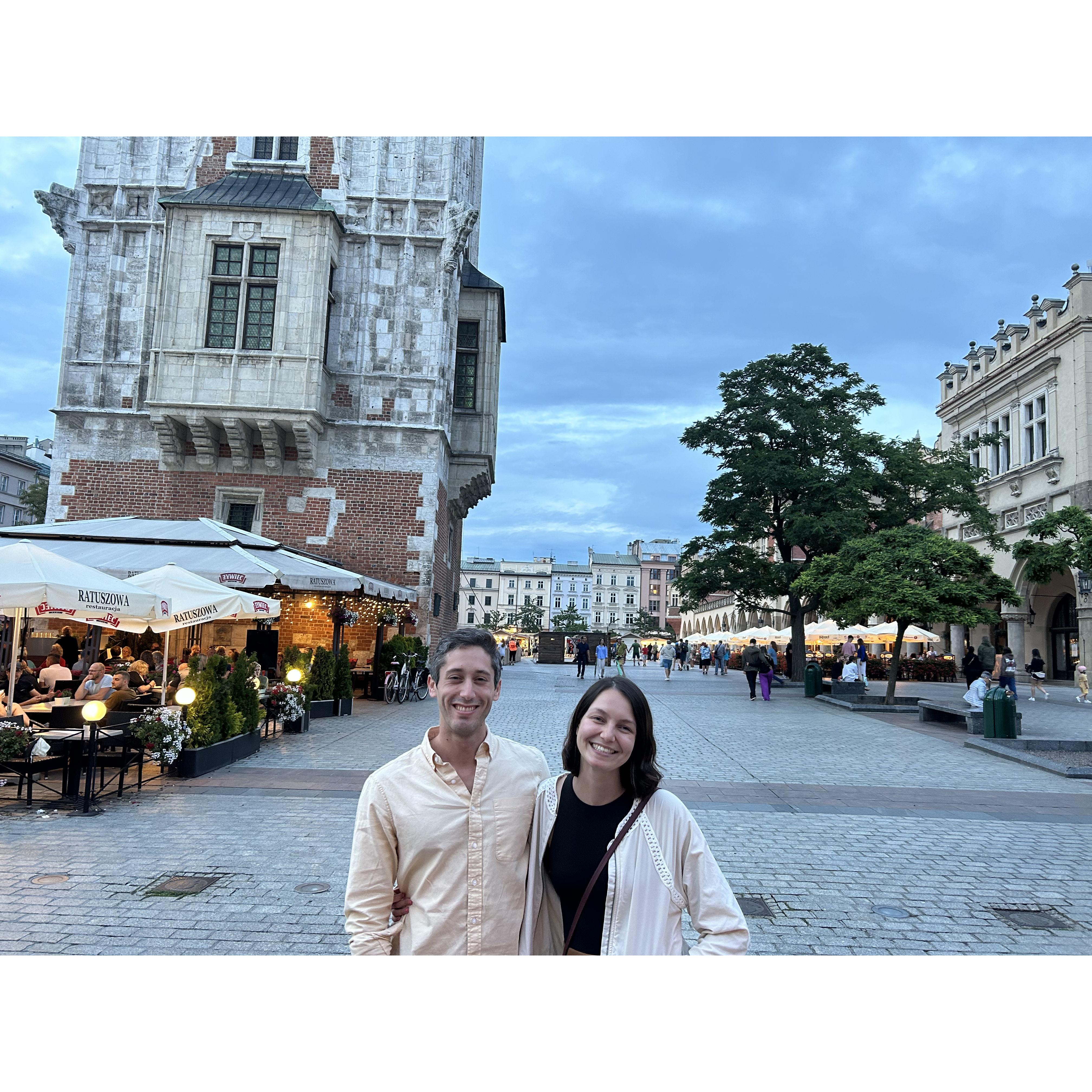 At the "Rynek," or Old Square, in Krakow, Poland - August 2024