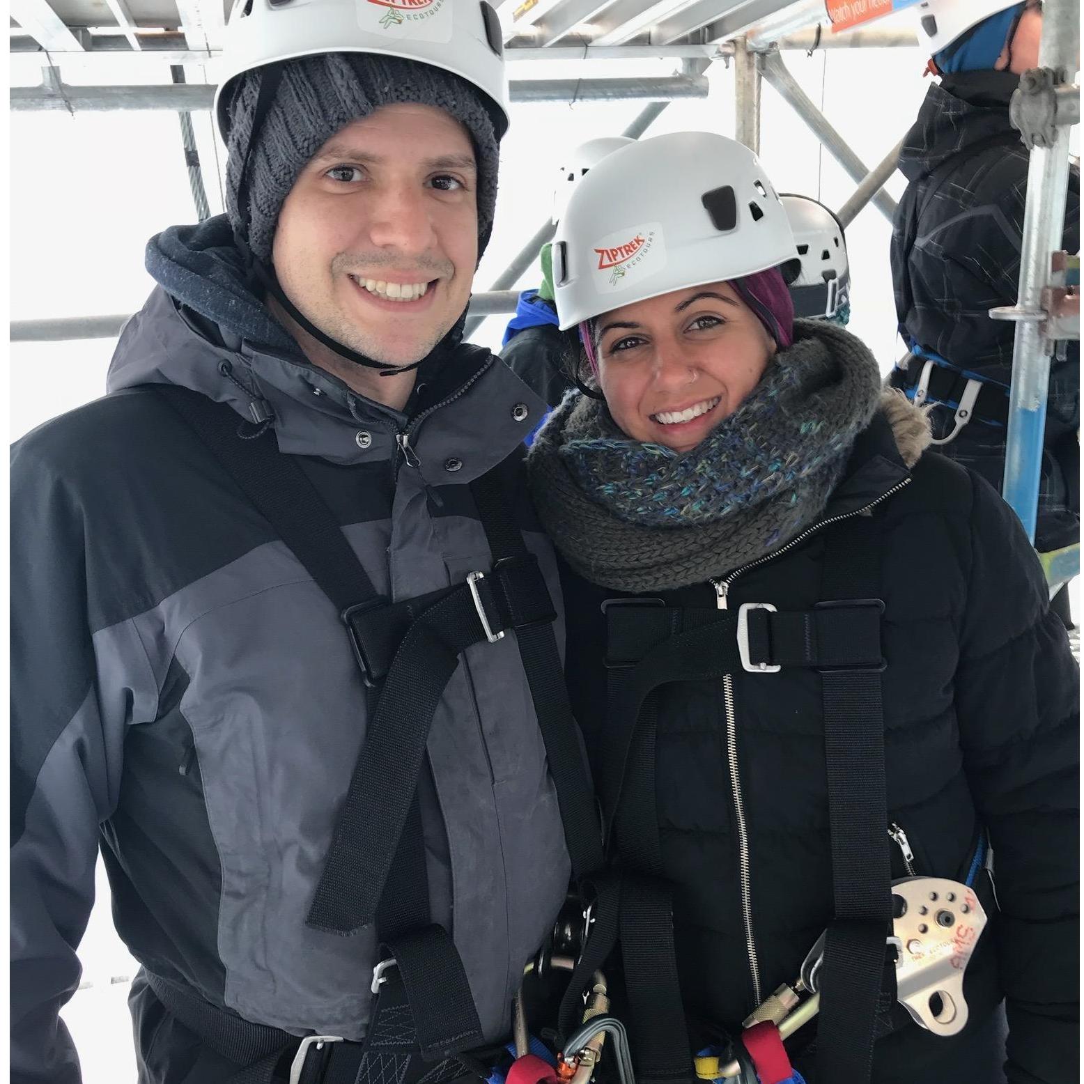 Ziplining across the Mississippi River in 10 degree weather during the Minnesota Superbowl in 2018
