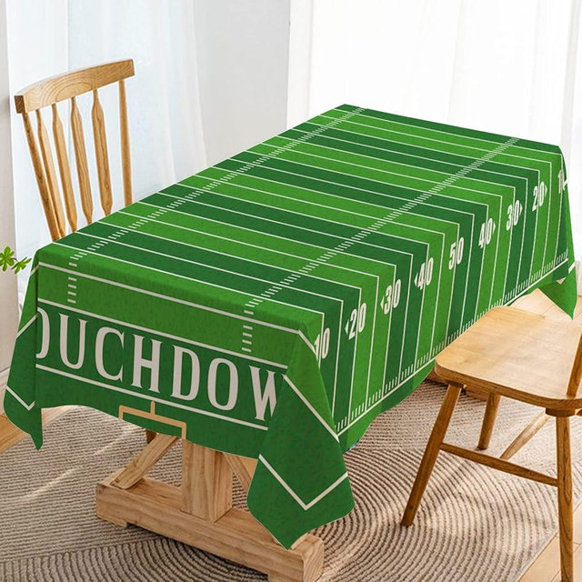 Hafangry American Football Field Tablecloth Touchdown Sport Themed Indoor Outdoor Birthday Party Decoration Rectangular Table Cloth Kitchen Dining Room Table Cover (60" x 84")