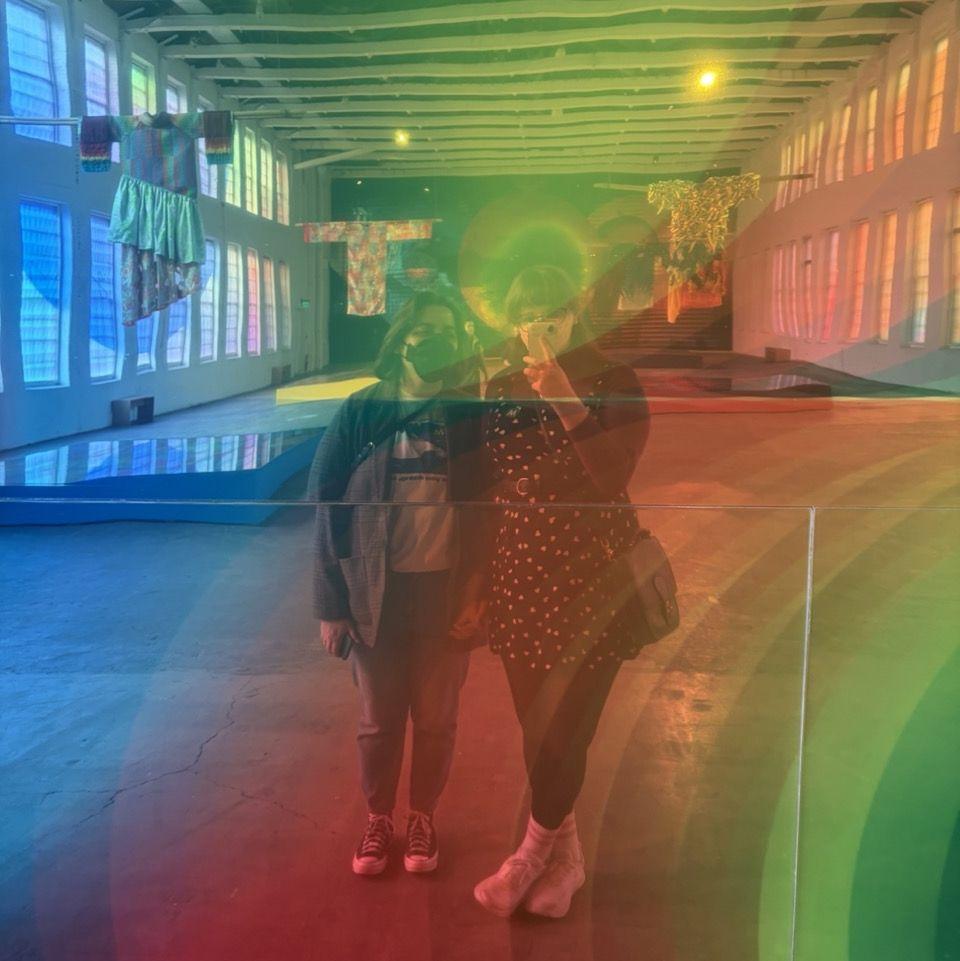 We love visiting art museums together (this is from Jeffrey Gibson's POWER FULL BECAUSE WE'RE DIFFERENT at Mass MoCA)