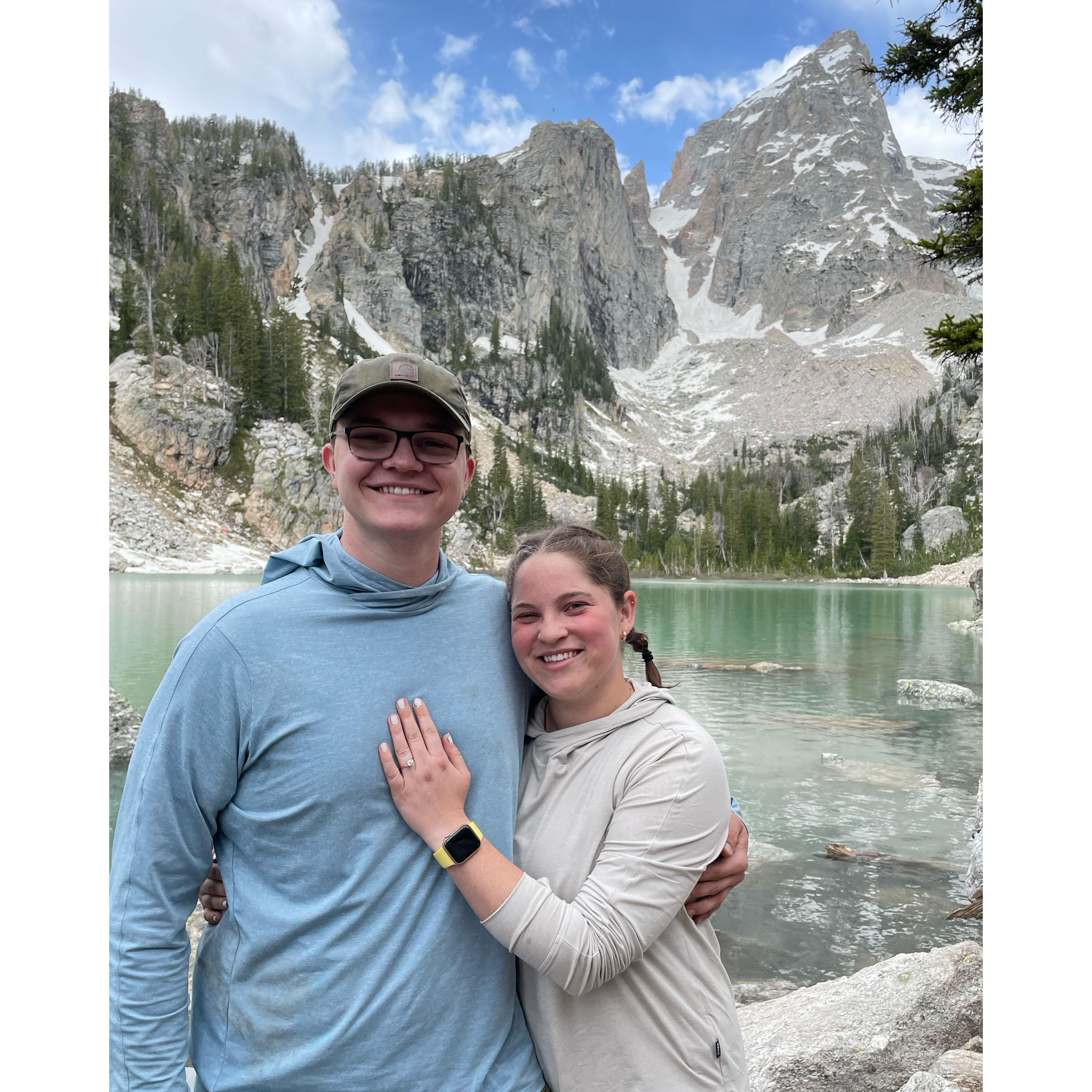 2022: Nate proposed at Delta Lake in Grand Teton National Park after a grueling hike. Emily was too scared to hike down with the ring on so she made Nate put it back in his bag :)