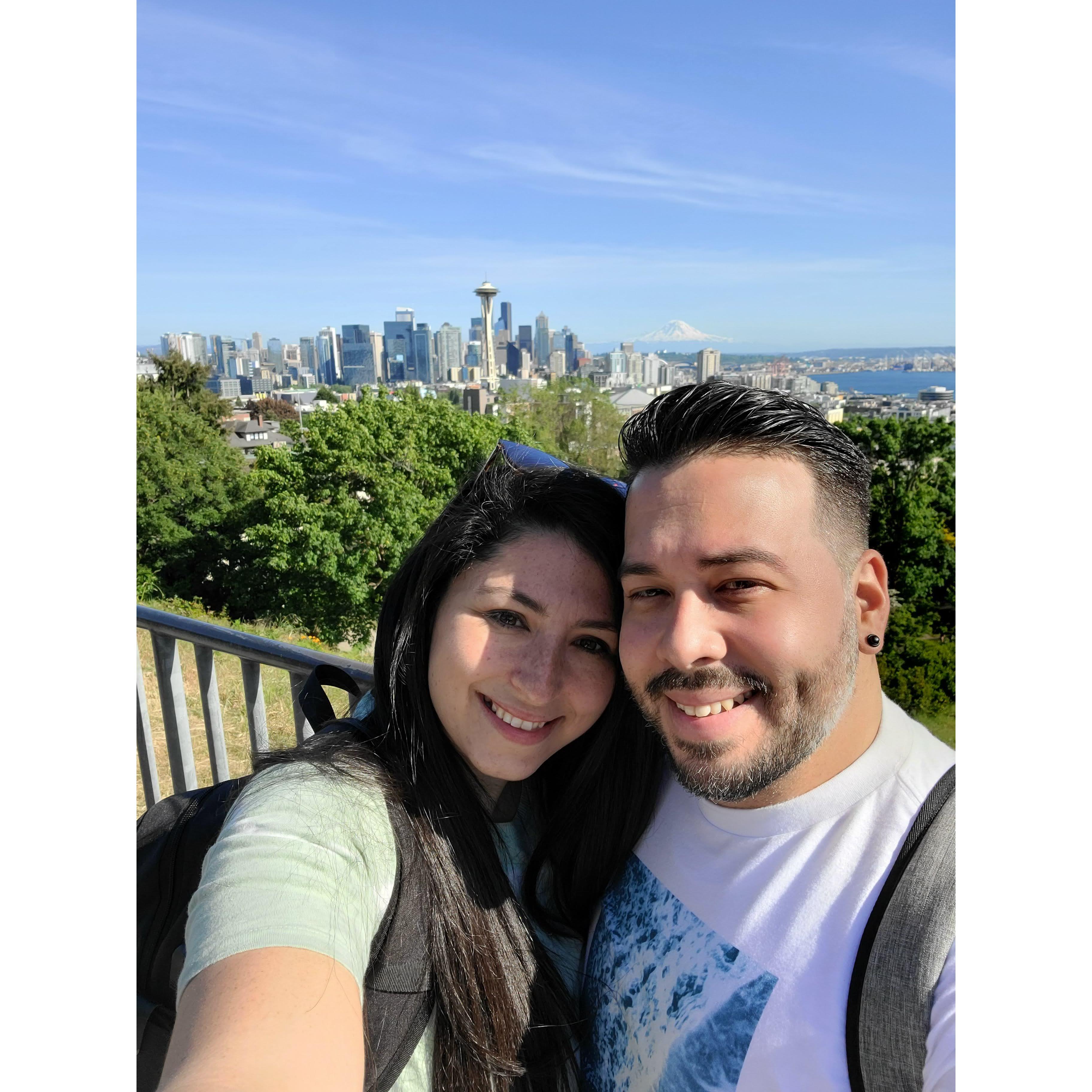 Caroline's 27th Birthday trip to Seattle, Washington in Kerry Park overlooking the city