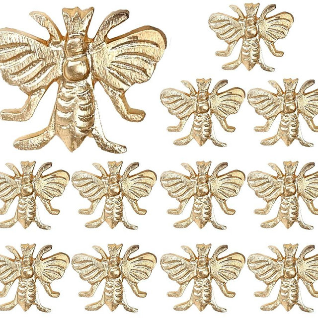 12 Pcs Decorative Bee Napkin Rings - Elegant Metal Napkin Ring Modern Cloth Napkin Holders for Table Kitchen Dinner Decor Party Wedding Everyday Use (Gold) - ALPHA Living HOME