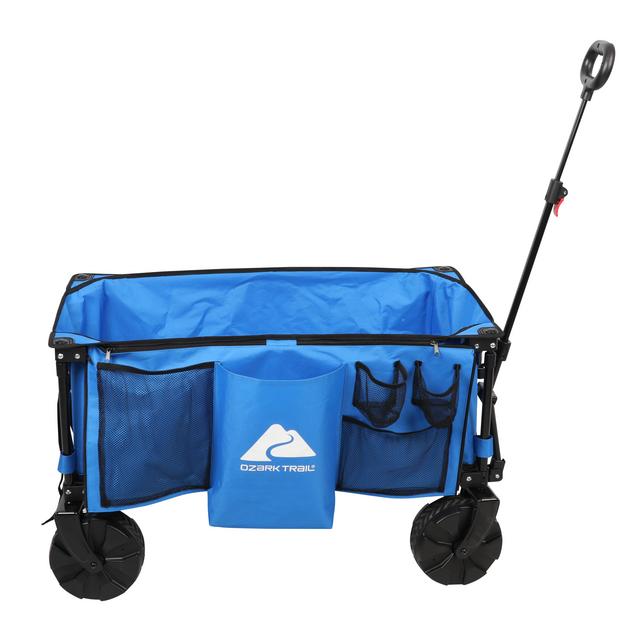 Ozark Trail Camping All-terrain Folding Wagon with Oversized Wheels, Blue