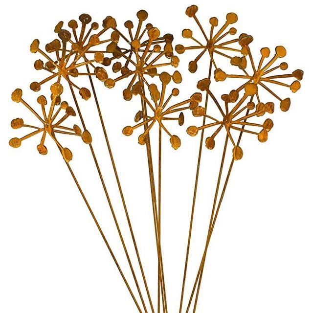 Metal Flower Arrangement 9-Piece Set | Rusty Finish | Made in USA