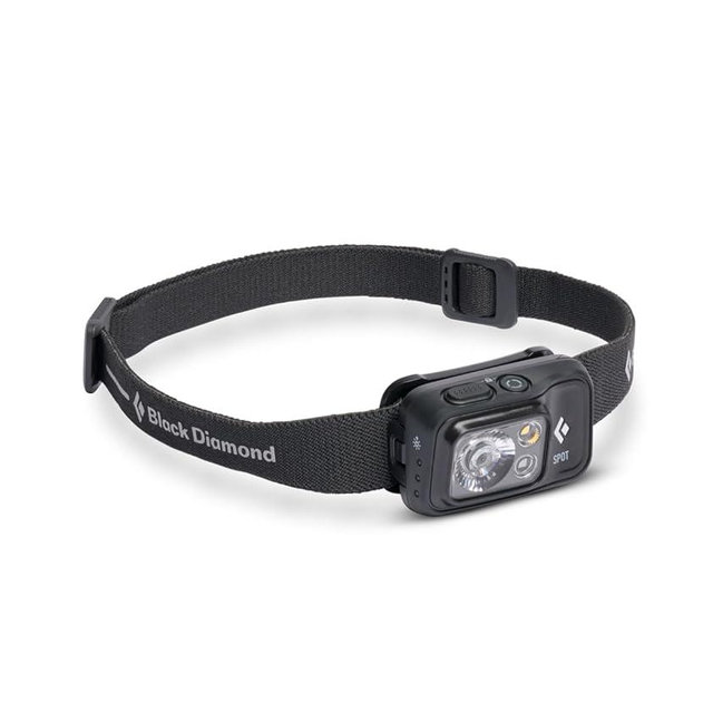 BLACK DIAMOND Spot 400 LED Headlamp (Black) - Waterproof and Dimmable Battery Powered Headlamp for Camping, Hiking, Running, with Red Light Headlamp Mode