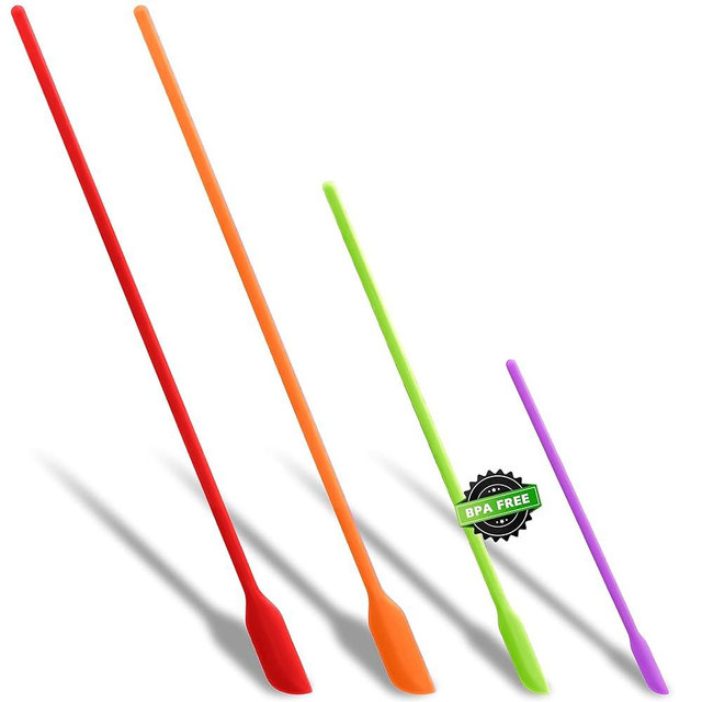 Anaeat Mini Silicone Spatulas - Set of 4 Multifunctional Small Kitchen Scraper Lotion Stirrer Tiny Makeup Beauty Spatula Reusable for Jam Jar, Cosmetic Bottles, Narrow Can and Thin Bottles (Colorful)