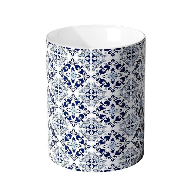 Taxenxar Ceramic Kitchen Utensil Holder for Countertop, Large Mediterranean Utensil Crock ,Blue