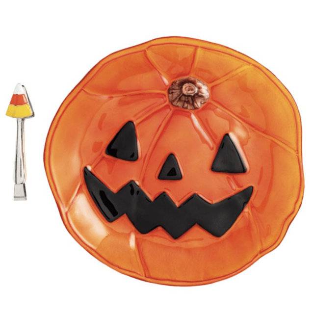 Jack-O-Lantern Glass Platter Set
