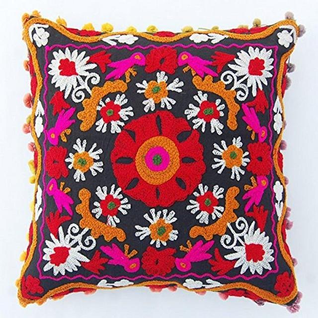 Woolen Suzani Pillow Covers /Embroidered Handmade Cushion Cover