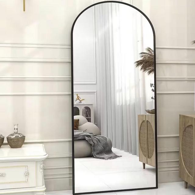 70 in. H x 30 in. W Classic Arched Black Aluminum Alloy Framed Full Length Mirror Standing Floor Mirror