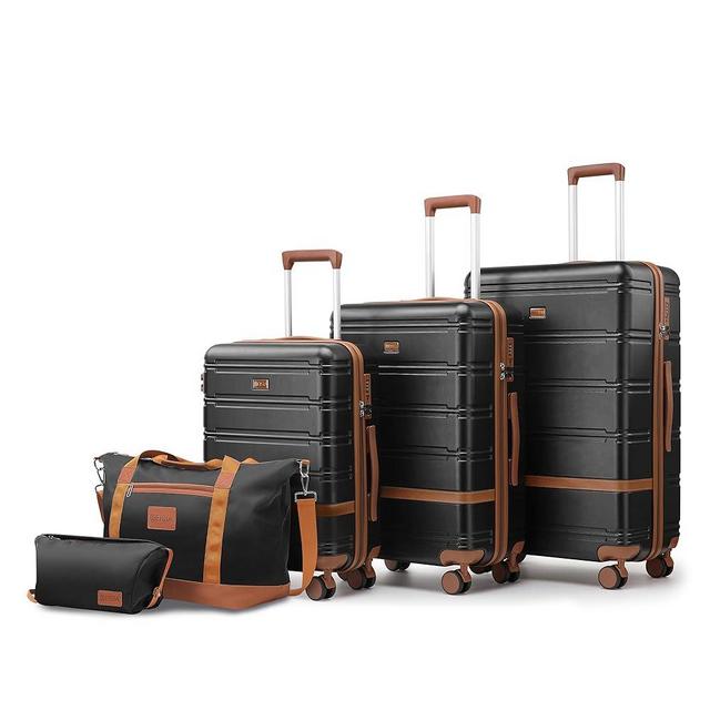 NEISIA Luggage Sets 3 Piece with spinner wheels, PC+ABS Hard Shell Travel Luggage,Lightweight Carry-on suitcases with TSA Lock,YKK Zippers (black)