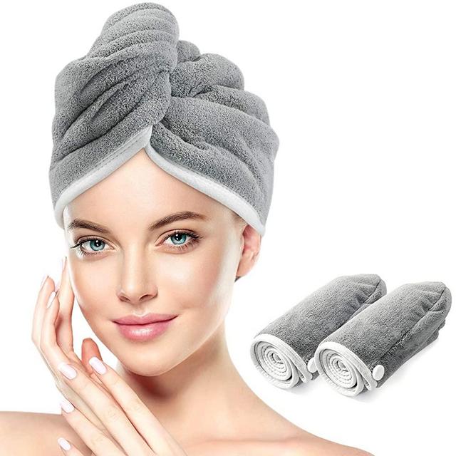 Unimi Hair Towel Wrap for Women, 2 Pack Large Microfiber Hair Quick Drying Towels, Super Absorbent and Soft Hair Turban for Wet Long, Curly, Thick Hair - 12x27.6 inch