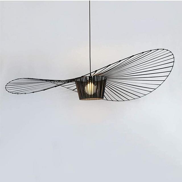 BK Fudid Vertigo Pendant Light Vintage Chandelier，Glass Fiber + Polyurethane Fiber Cloth Shadow Hat Lamp（High Adjustable），for Living Room Bedroom Dining Hall Corridor Bar，E27，max 40W (Black, 100cm)