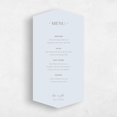 Blue Diamond Wedding Menu - Bayway