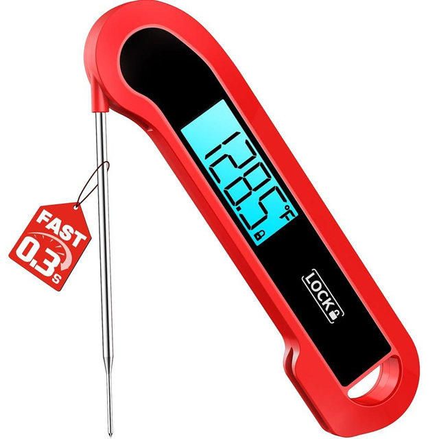 0.3 Sec Instant Read Meat Thermometer Digital for Cooking, ±0.5℉ Precision, Food Thermometer for Grilling, Air Fryer, Smoker, Candy, BBQ Essentials Accessories, Gifts for Him Men Dad Birthday, Red