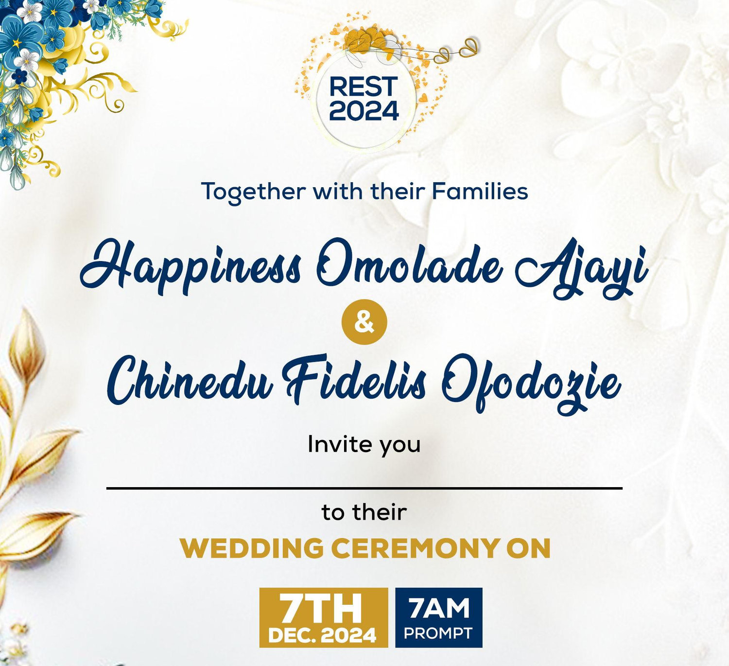 The Wedding Website of Chinedu Fidelis and Happiness Omolade