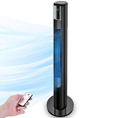 48" Quiet Tower Fan, Remote Control Tower Fan with 3 Modes & 3 Speeds, Oscillating Tower Fan with Digital Timer, Bladeless Cooling Fan for Your Summer