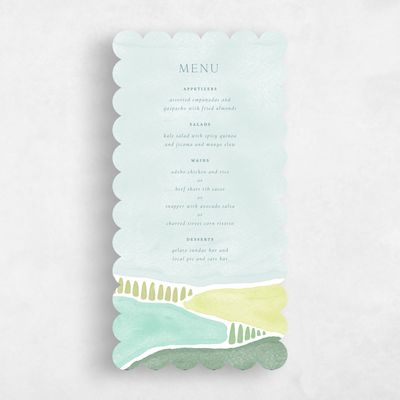 Blue Scalloped Wedding Menu - Vallejo