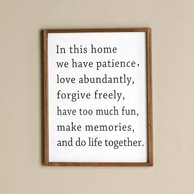 In This Home Sentiment Wall Hanging Art Sign