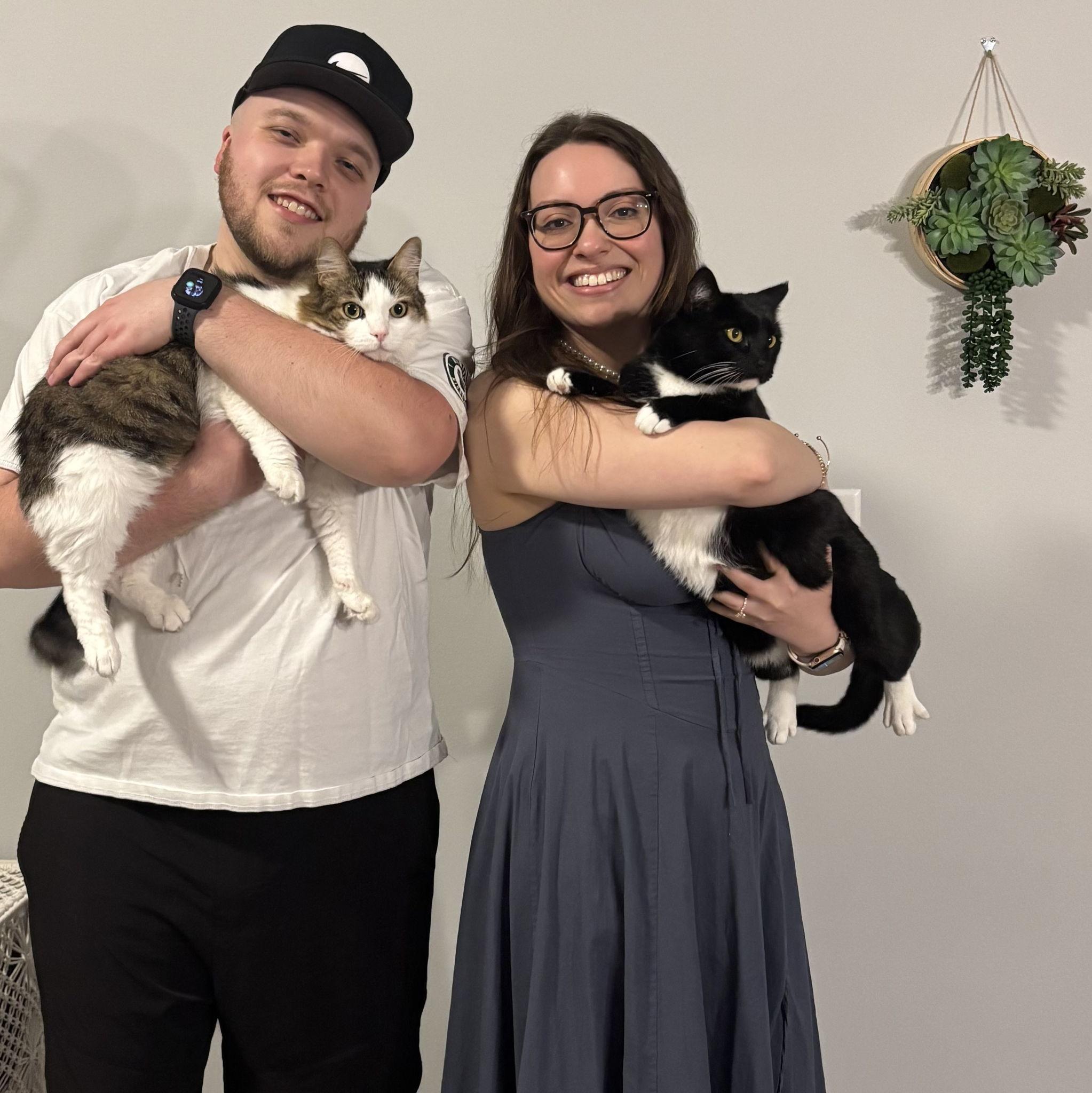 Engaged on Fourth of July with our babies, Storm and Chapo