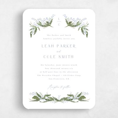 Blue Rounded Wedding Invitation - Zucchero Portrait