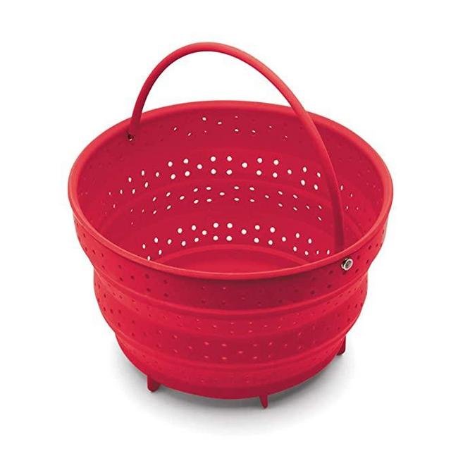 Fox Run Collapsible Silicone Steamer Basket Insert for Instant Pot, 6-Quart, Red