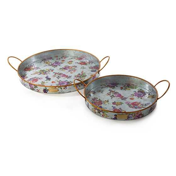 Flower Market Galvanized Outdoor Trays - Set of 2