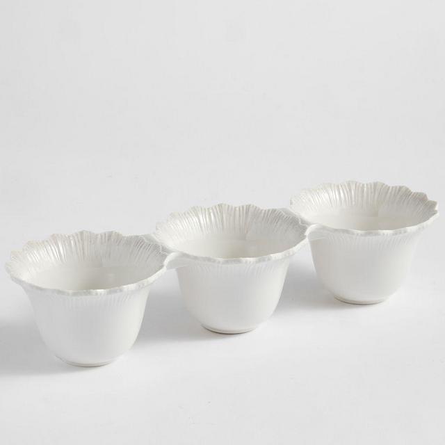 Monique Lhuillier Claudia Outdoor Melamine Triple Condiment Server - White