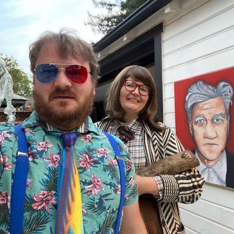 Twin Peaks Halloween party: The log lady and Dr. Jacoby. October 26th, 2024.